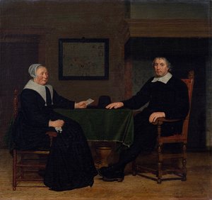Portret Adriaena Corvera i jego żony Rijckje Theulingh. autorstwa Michiel van Musscher