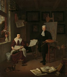 Portret Michiela Comansa (1614-1687), kaligrafa, rytownika, malarza i nauczyciela, z trzecią żoną Elisabeth van der Mersche