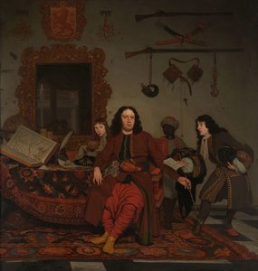 Thomas Hees i jego sługa Thomas i bratankowie Jan i Andries Hees Portret Thomasa Heesa (ur. 1634/35), rezydenta i komisarza stanów generalnych przy rządach Algieru, Tunisu i Trypolisu, z jego siostrzeńcami Janem (ur. 1670/71) i Andriesem (ur. 1).