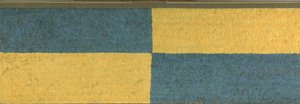 Panel z prostokątami z niebieskiego i żółtego pióra, ok. 1900 r. 650-850 n.e. (pióra (niebieska i złota ara), tkanina bawełniana i tkanina z włókien wielbłądowatych) autorstwa Middle Horizon Epoch 2A