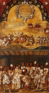 Podbój Meksyku, Panel XIX, c.1696-1715 (malowanie na drewnie) autorstwa Miguel Gonzalez