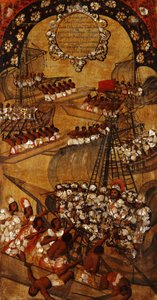 Podbój Meksyku, Panel XXII, c.1696-1715 (malowanie na drewnie) autorstwa Miguel Gonzalez