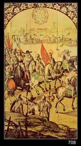 Spotkanie Hernando Cortesa (1485-1547) z Montezumą (1466-1520) 1698
