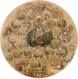 Kompozycja na uroczystość srebrnego ślubu cesarza Aleksandra II, 1866 r. autorstwa Mihaly von Zichy