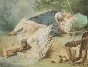 Kochankowie w parku, 1865 autorstwa Mihaly von Zichy