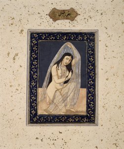 Klęcząca kurtyzana, ok. 1765 (akwarela na papierze) autorstwa Mihr Chand