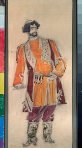 Męski kostium przygotowawczy do opery „Narzeczona cara” Mikołaja (Nikolai) Rimskiego Korsakowa (Rimsky-Korsakov) (1844-1908) (Projekt kostiumu do opery Oblubienica cara autorstwa N Rimskiego Korsakowa (Rimsky) ) -Korsakov) - Dzieło Michaiła Aleksandra autorstwa Mikhail Aleksandrovich Vrubel