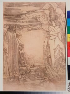 Illustration pour le poeme Prophete de Alexandre Pouchkine (1799-1837) (ilustracja do wiersza Prorok Puszkina) - Rysunek Michaiła Aleksandrowicza Wrubla (Vrubel) (1856-1910), sangwina na papierze autorstwa Mikhail Aleksandrovich Vrubel