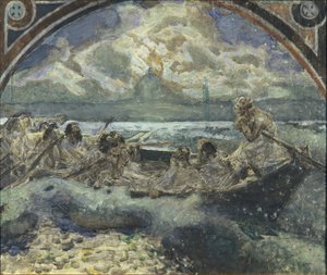 Jezus chodzi po wodzie, 1890 autorstwa Mikhail Aleksandrovich Vrubel