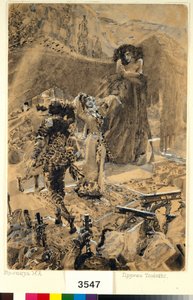 Taniec Tamary - Ilustracja z wiersza „Demon” Michaiła Lermontowa (1814-1841) - Grafika Michaiła Aleksandrowicza Vrubela (Vrubel) (1856-1910) autorstwa Mikhail Aleksandrovich Vrubel