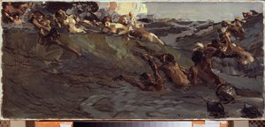 Grające w najady i trytony - obraz Michaiła Aleksandrowicza Vrubela (Vrubel) (1856-1910), olej na płótnie autorstwa Mikhail Aleksandrovich Vrubel