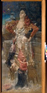 Portret tancerki i aktorki Caroline (Carolina) Otero, znanej jako La Belle Otero (1868-1965). Kurtyzana Belle Epoque. Praca Michaiła Aleksandrowicza Vrubela (Vrubel) (1856-1910), pastel na płótnie autorstwa Mikhail Aleksandrovich Vrubel