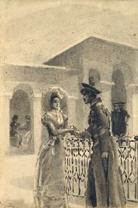 Księżniczka Maria i Grushnicki. Ilustracja do powieści „Bohater naszych czasów” Michaiła Lermontowa, 1891 autorstwa Mikhail Aleksandrovich Vrubel