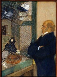 Charles Darwin (1809-1882) w gołębniku w Downe (Anglia) (C. Darwin w gołębniku w Downe). Praca Michaiła Dmitriewicza Ezuczewskiego (1880-1928), pastel na tekturze