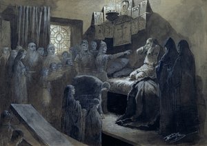 Iwan IV (1530-84) Groźny nawiedzany przez duchy zamordowanych (pióro i tusz z akwarelą na papierze)