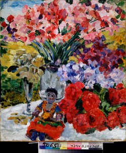 Kwiaty i lalka - Obraz Michaiła Nikołajewicza Jakowlewa (1880-1942), olej na płótnie