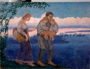 Wieczorny powrót do domu - obraz Michaiła Nikołajewicza Jakowlewa (1880-1942), olej na płótnie