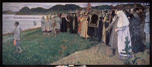 W Rosji popularna dusza (W Rosji, Dusza ludowa). Obraz Michaiła Wasiljewicza Niestierowa (1862-1942), olej na płótnie autorstwa Mikhail Vasilievich Nesterov