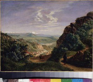 Widok Piatigorsk, Rosja (Widok Piatigorsk). Obraz Michaiła Juriewicza Lermontowa (1814-1841), olej na płótnie
