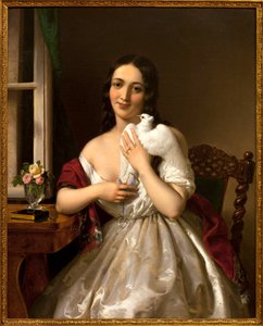 Podróżujący gołąb. Obraz Miklosa Barabasa (1810-1898), olej na płótnie