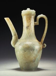 Późny seledynowy seledynowy dzban i okładka (nefryt) autorstwa Ming Dynasty Chinese School