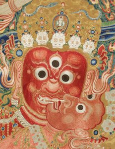 Detal haftowanej jedwabnej tangki w stylu cesarskim autorstwa Ming Dynasty Chinese School