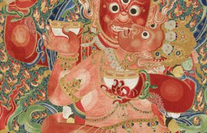 Detal haftowanej jedwabnej tangki w stylu cesarskim autorstwa Ming Dynasty Chinese School