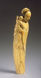 Figura Guanyin trzymająca dziecko (rzeźbiona kość słoniowa) (patrz także 272122)