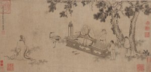 Laozi dostarczając Daodejing (atrament na papierze)