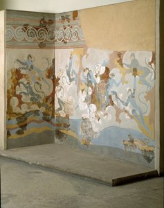 Sztuka minojska: „”małpy”” Fresk od Akrotiri do Santorini. XVI w. p.n.e. Ateny, Narodowe Muzeum Archeologiczne autorstwa Minoan
