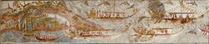 Sztuka minojska: „”wyprawa morska”” Fresk z Akrotiri na Santorini. XVI wiek p.n.e. Ateny, Narodowe Muzeum Archeologiczne