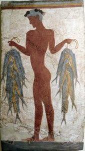 Sztuka minojska: „rybak”” Fresk od Akrotiri do Santorini. XVI w. p.n.e. Ateny, Narodowe Muzeum Archeologiczne