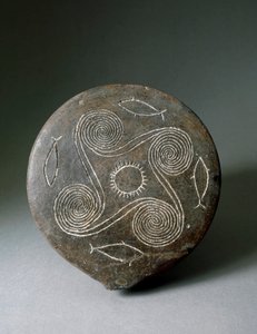 Sztuka minojska: okrągły dysk Naxos w terakoty. Cywilizacja minojska. 2400-2000 pne. Ateny, Narodowe Muzeum Archeologiczne autorstwa Minoan