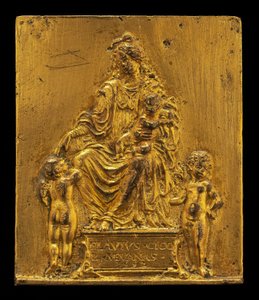 Madonna z Dzieciątkiem na tronie z dwoma aniołami, 1552. autorstwa Moderno