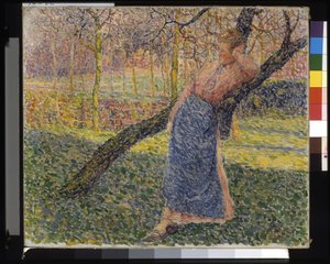 Kobieta na łące (olej na płótnie) autorstwa Modest Huys