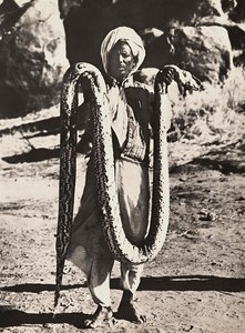 Budowanie imperium w epoce faszystowskiej: indigene z pytonem, 09.05.1936 (zdjęcie czarno-białe) autorstwa Modestino Baldinetti