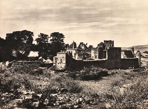 Budowanie imperium w epoce faszystowskiej: Zamek króla Fasiladasa w Gondar, Etiopia, 09.05.1936 (zdjęcie czarno-białe) autorstwa Modestino Baldinetti