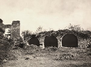 Budowanie imperium w epoce faszystowskiej: rów lwów w zamku króla Fasiladasa w Gondar, Etiopia, 09.05.1936 (zdjęcie czarno-białe) autorstwa Modestino Baldinetti