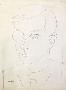 Portret Tristana Tzary; Portrait de Tristan Tzara autorstwa Moise Kisling