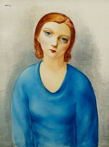 Młoda kobieta w niebieskiej bluzce; Jeune Femme au Corsage Bleu, ok. 1925 (olej na płótnie) autorstwa Moise Kisling