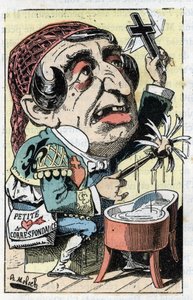 Alegoria francuskiej gazety Le Figaro w „Le Trombinoscope” Touchatout, rysunek B. Molocha z 1882 (1849-1909). Prywatna kolekcja. autorstwa Moloch