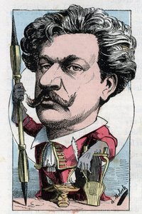 Portret Louisa Alexandre Gosset de Guines dit Andre Gill (1840 - 1885) francuskiego malarza poety w „Le Trombinoscope” Touchatout, rysunek B. Molocha z 1882 (1849-1909). Prywatna kolekcja. autorstwa Moloch