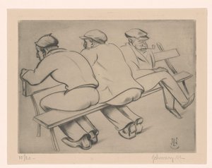 Trzech mężczyzn na kanapie autorstwa Mommie Schwarz (signed by artist)