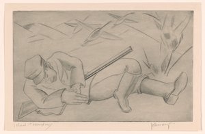 śpiący łowca autorstwa Mommie Schwarz (signed by artist)