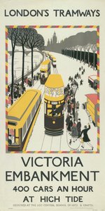 „Victoria Embankment”, plakat LCC Tramways Rady Hrabstwa Londyn, 1926 autorstwa Monica Rawlins