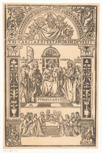 Maryja z Dzieciątkiem i świętymi Święta rozmowa Sacra Conversazione autorstwa Monogrammist AM (prentmaker 16e eeuw)