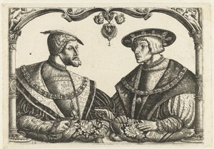 Karel V i Ferdynand I autorstwa Monogrammist CB met boom (attributed to)
