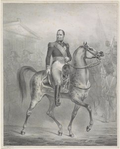 Portret konny Wilhelma I Fryderyka, króla Holandii autorstwa Monogrammist CM (Nederland)