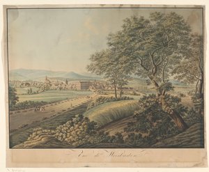 Widok na Wiesbaden Vue de Wiesbaden (tytuł na obiekcie) autorstwa Monogrammist DS (graveur)
