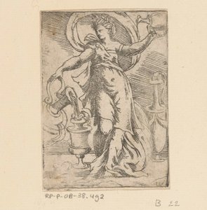 Kobieta z dzbanami i dzbanami autorstwa Monogrammist FP (Italië; 16e eeuw)